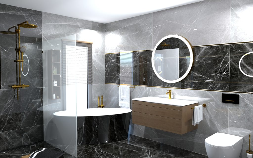 Luxusná elegantná kúpeľňa mramor